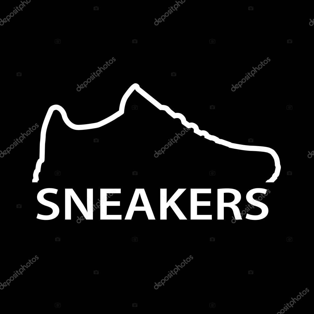 Logo of stylish sneaker for training on black background