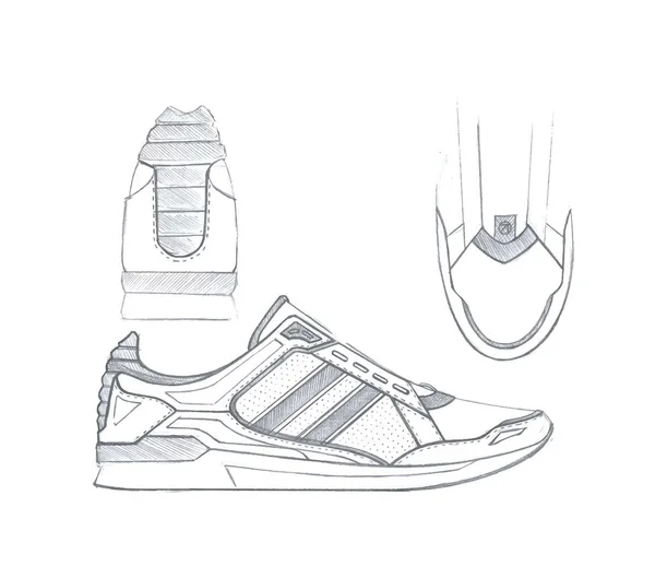 Boceto de dibujo de zapatos deportivos — Archivo Imágenes Vectoriales