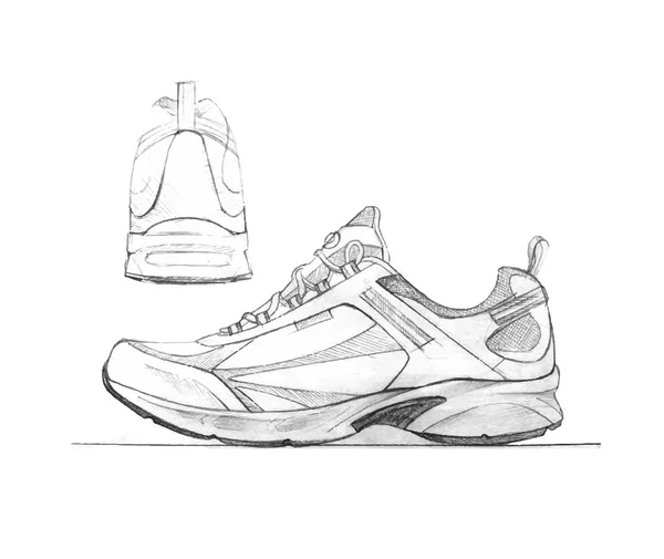 Disegno schizzo di scarpe sportive — Vettoriale Stock