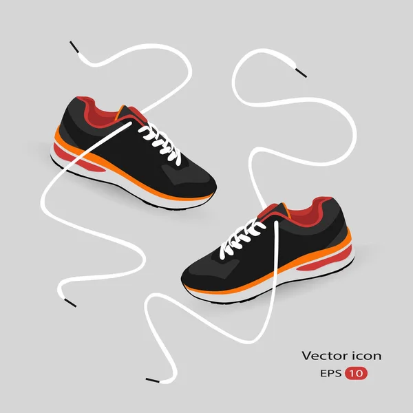 Stylish sneakers for running with long laces — Stock Vector