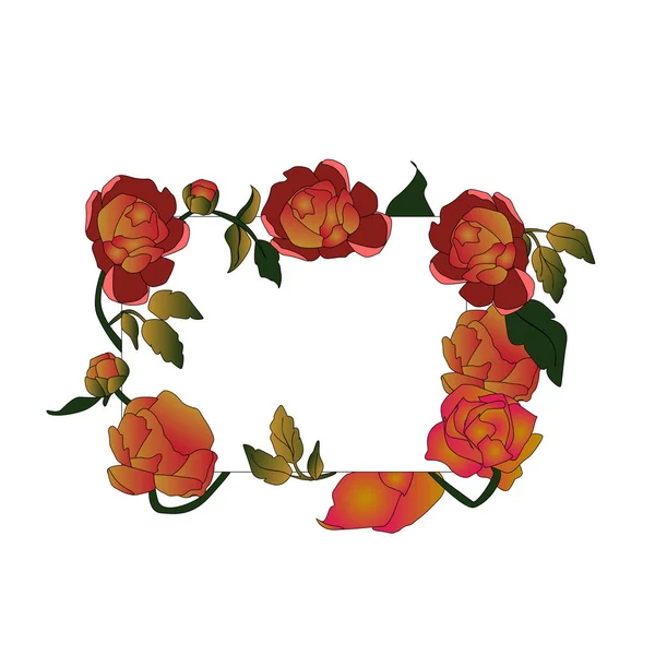 Tarjeta de invitación con rosas rojas — Vector de stock