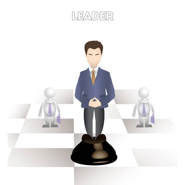 Avatar of business leader on chess board — Stock Vector