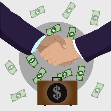 Erkekler karşılıklı dolara ve evrak çantası