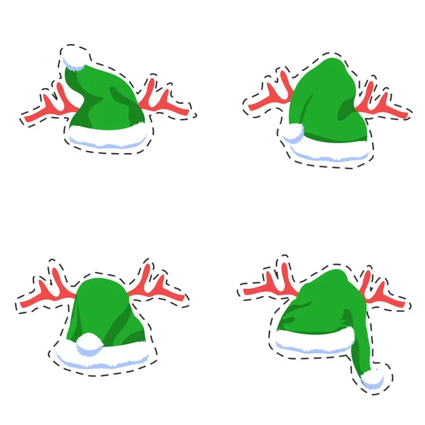 Kollektion grüne Weihnachtsmützen — Stockvektor