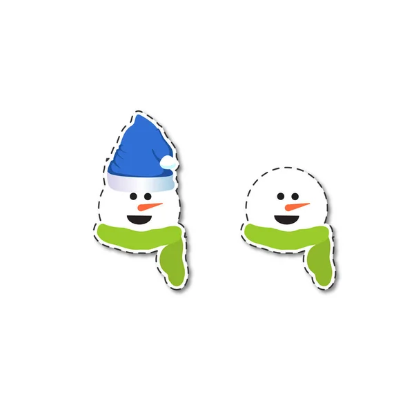 Deux bonhommes de neige drôles avec des écharpes vertes — Image vectorielle