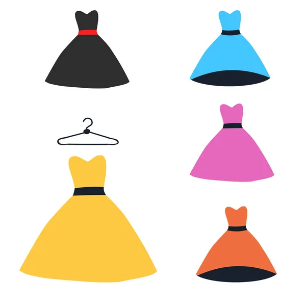 Collection de robe bustier de couleur mode — Image vectorielle