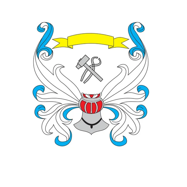 Lambang dengan helm heraldik - Stok Vektor