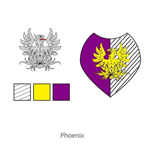 Éléments de bras avec Phoenix — Image vectorielle