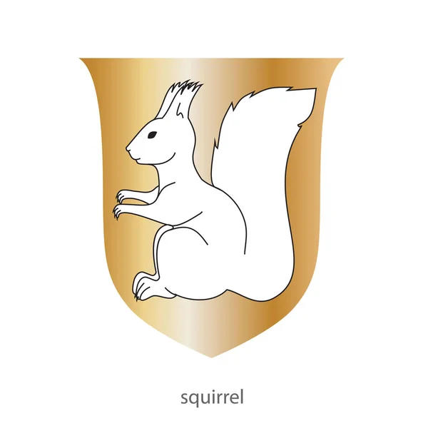 Golden coat of arms with squirrel — Stock Vector