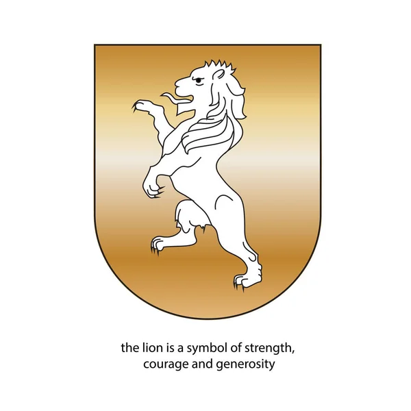 Escudo de armas dorado con león — Vector de stock