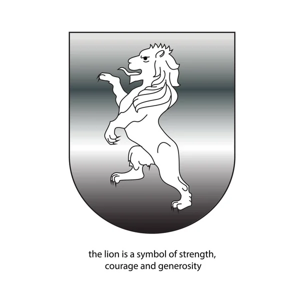 Silver coat of arms with lion — Stock Vector