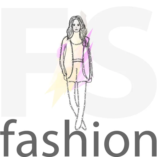 Sketch of fashion model — Stock Vector