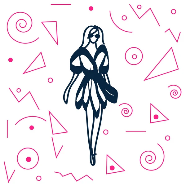 Modèle de mode en robe — Image vectorielle