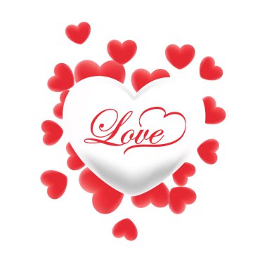 Beyaz kalp tebrik kartı