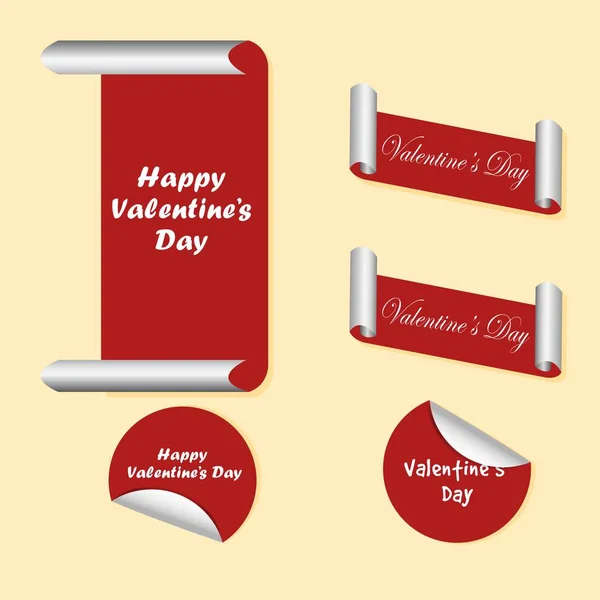 Conjunto de etiquetas vermelhas Feliz Dia dos Namorados — Vetor de Stock