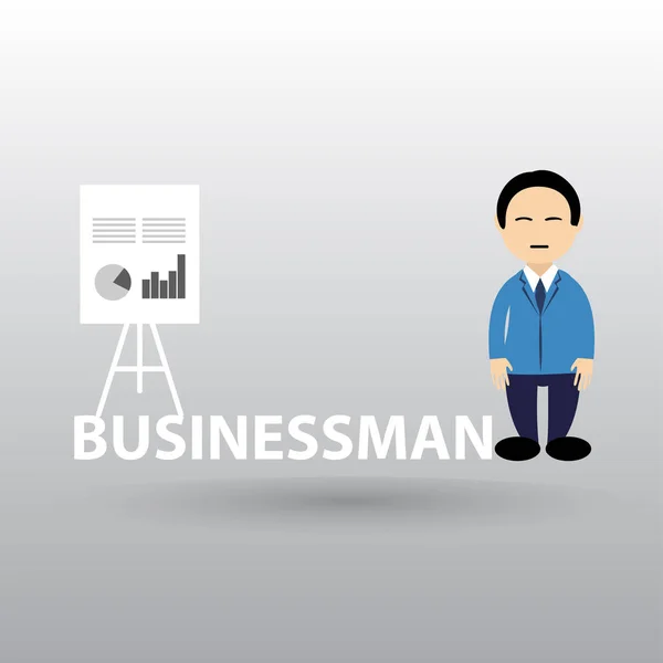 Personaggio dei cartoni animati di uomo d'affari con scheda di presentazione — Vettoriale Stock