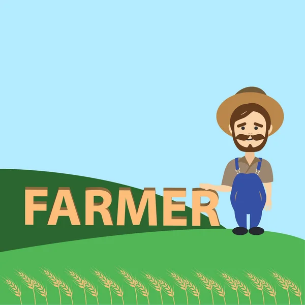 Caráter de desenho animado do agricultor — Vetor de Stock