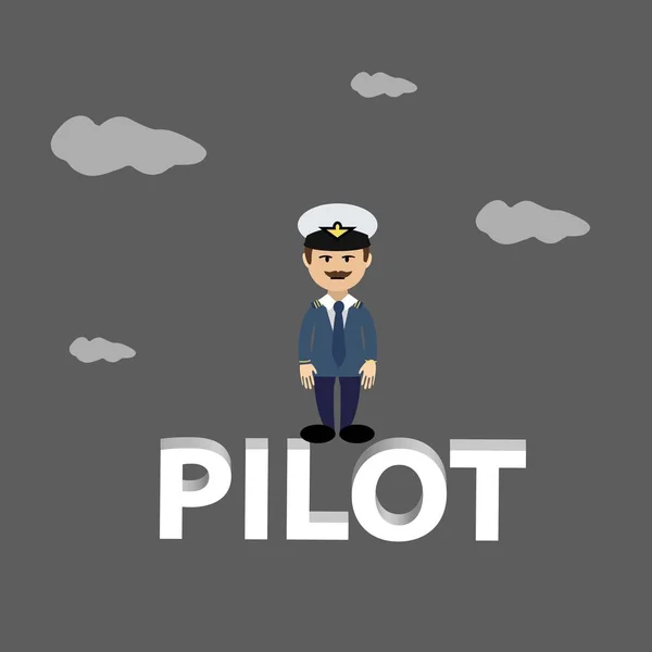 Postać z kreskówki pilota w mundurze — Wektor stockowy