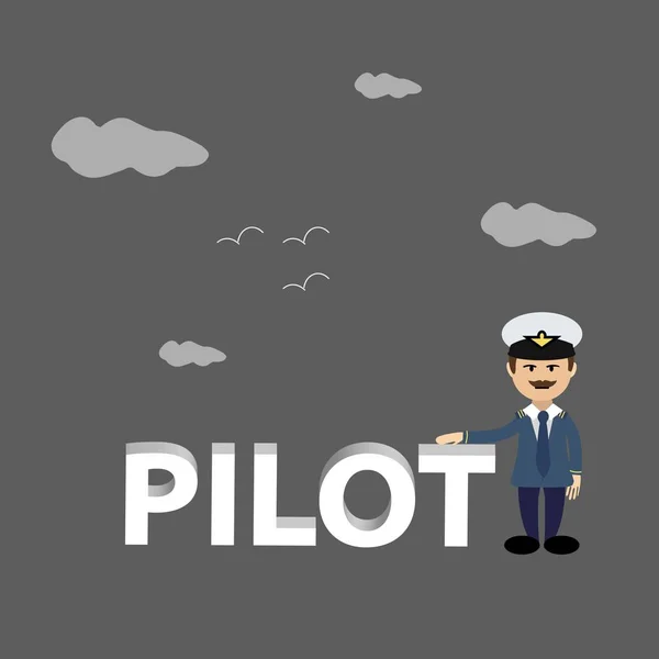 Kreslená postavička pilot v uniformě — Stockový vektor