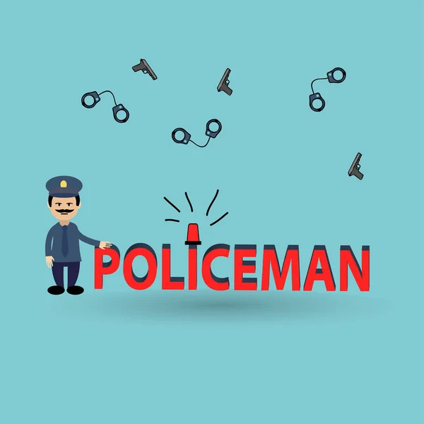 Stripfiguur van politieagent — Stockvector
