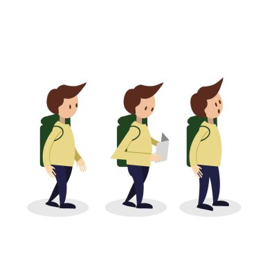 çizgi film karakterleri turist ile sırt çantaları