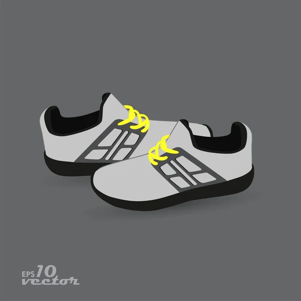 Stijlvolle sneakers met gele schoenveters — Stockvector