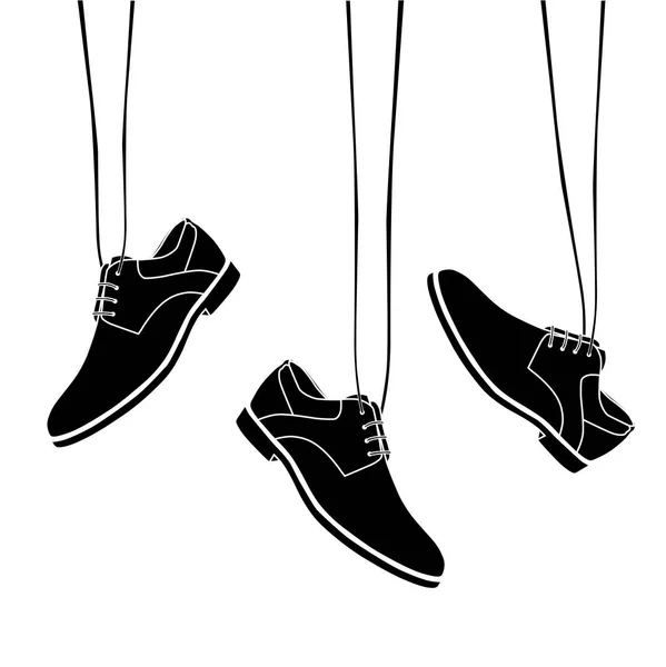 Zapatos masculinos clásicos con cordones largos — Vector de stock