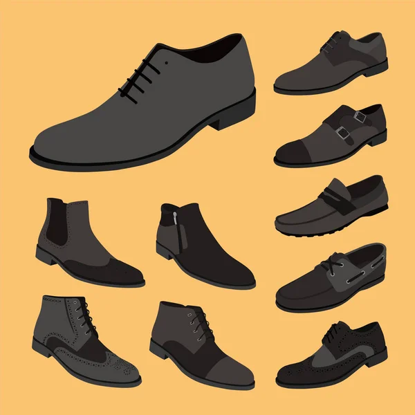 Conjunto de zapatos masculinos clásicos — Vector de stock