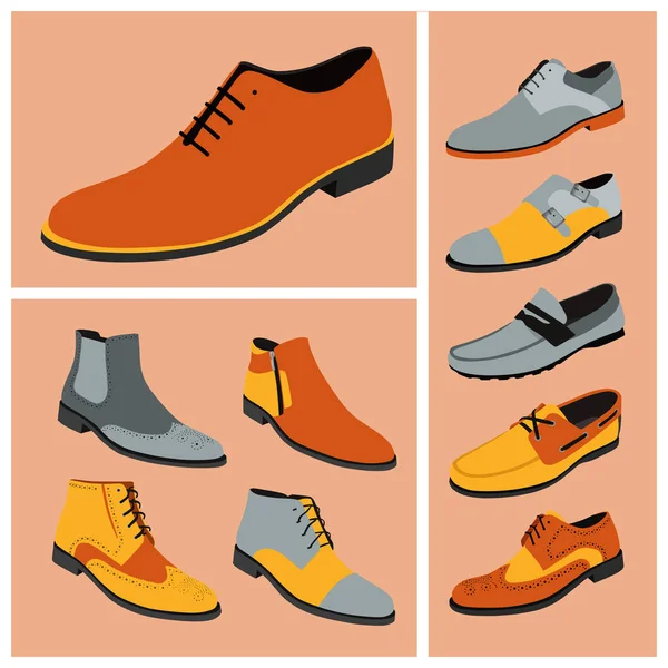 Ensemble de chaussures masculines classiques — Image vectorielle