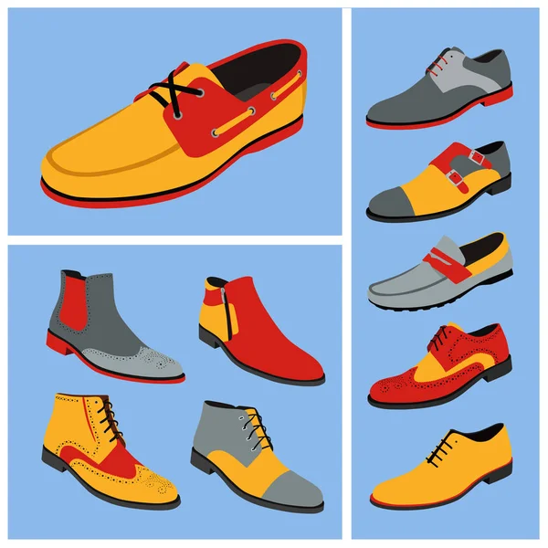 Набір класичних чоловічого взуття — стоковий вектор
