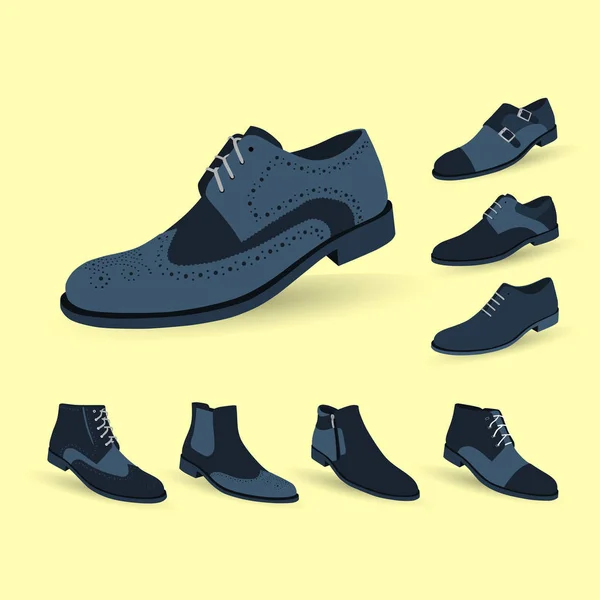 Conjunto de sapatos masculinos clássicos — Vetor de Stock