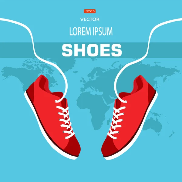 Par de sapatos elegantes vermelhos para boliche —  Vetores de Stock