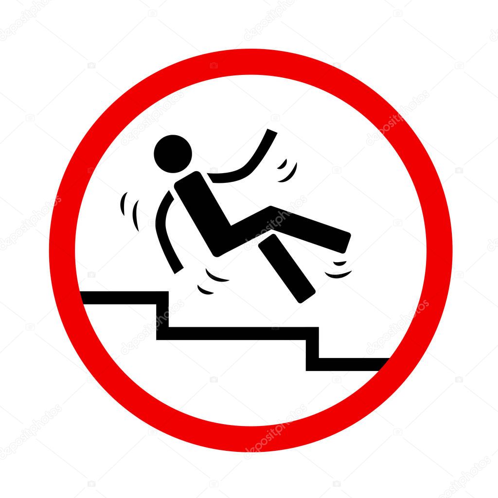 Caution! Slippery steps. Vector illustration
