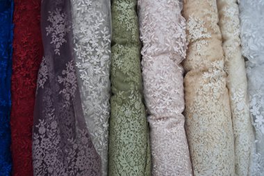 Rulo farklı kumaşlar, yakın görünüm