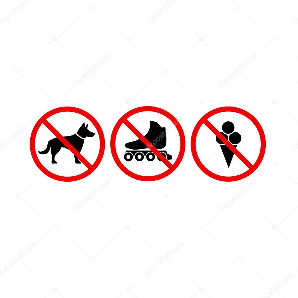 prohibited signs icons - illustration