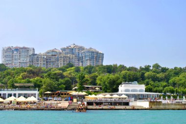 Yeşil ağaçların üst kısımları ile evler
