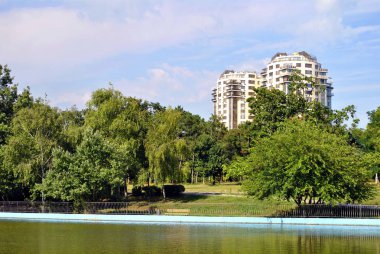 gölet yüzeyinde yansıtan güneş ışınları  