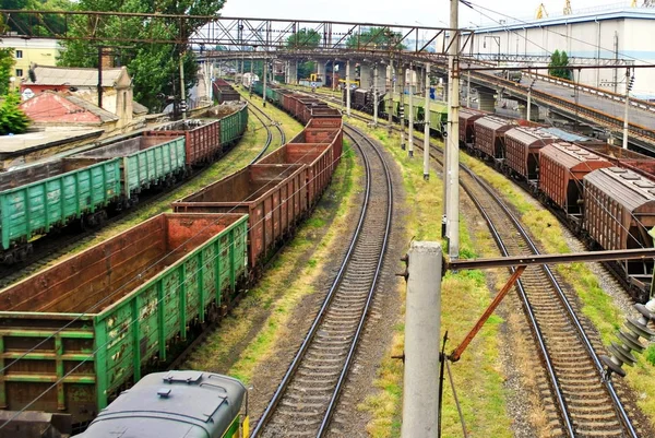 Train wagons on railway — Stock Photo, Image