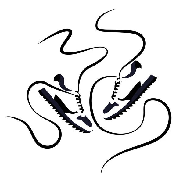 Silhouette nera di scarpe con lacci — Vettoriale Stock