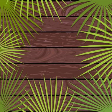 ahşap doku üzerinde palmiye yaprakları