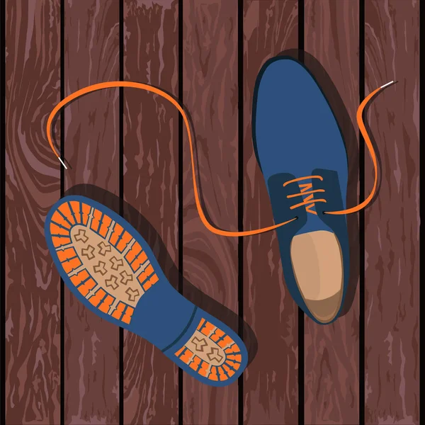 Schuhe Auf Holzbrettern Vektorillustration — Stockvektor