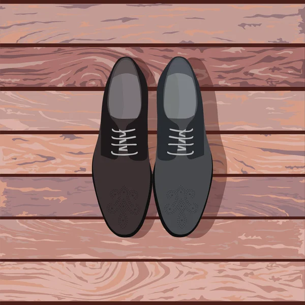 Мужская Обувь Деревянной Доске Векторная Иллюстрация — стоковый вектор