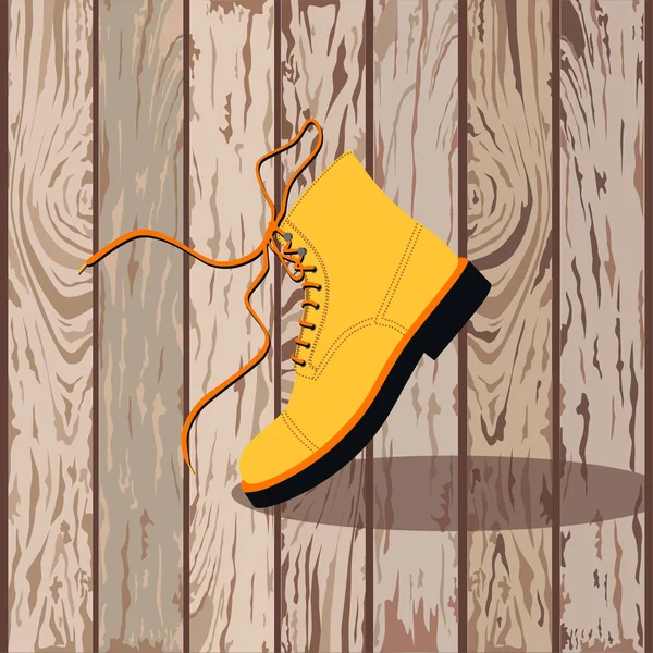 Botte Mâle Jaune Avec Lacets Illustration Vectorielle — Image vectorielle