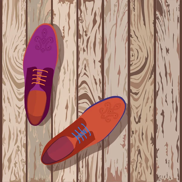 Paire Chaussures Homme Sur Des Planches Bois Illustration Vectorielle — Image vectorielle