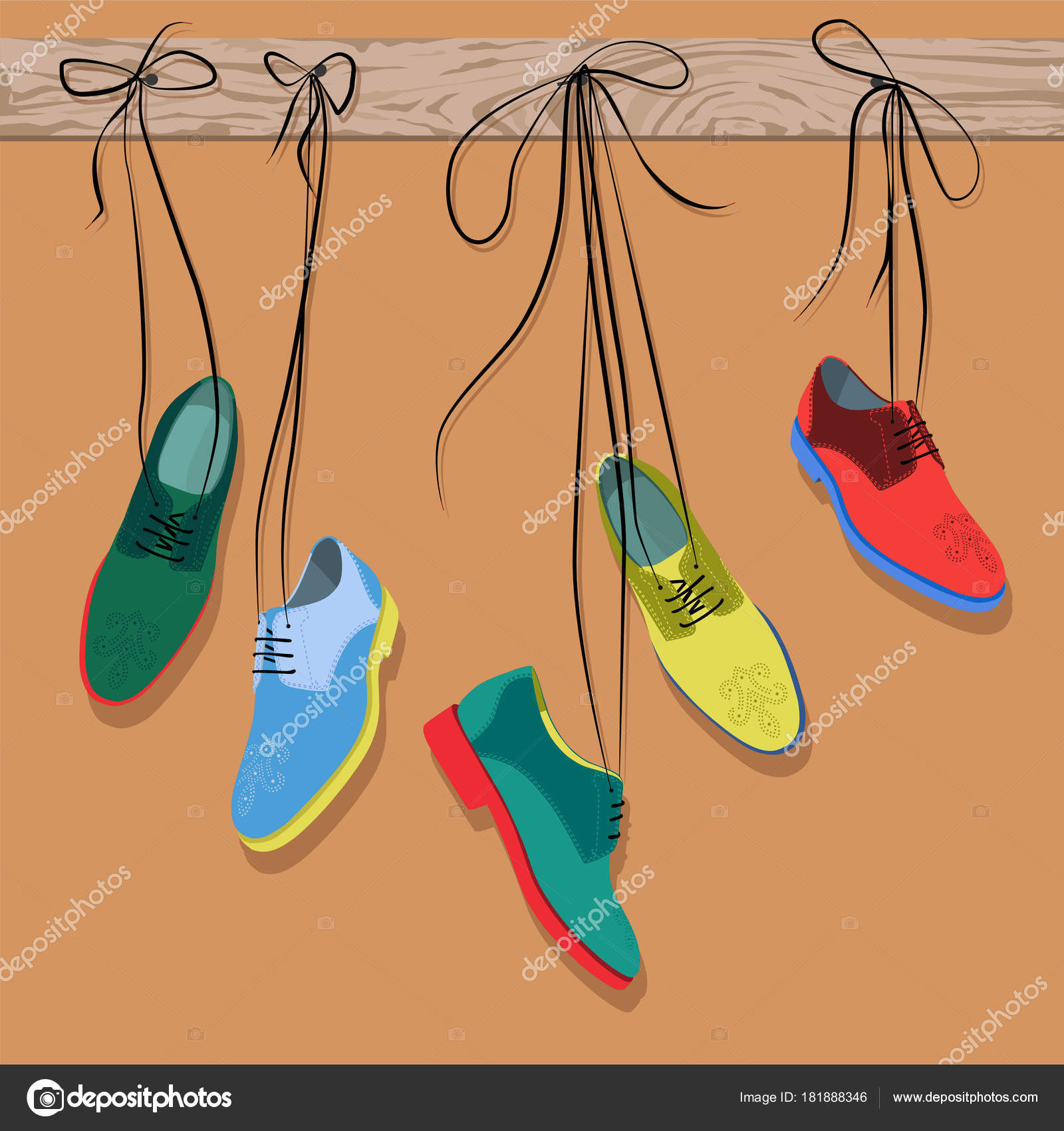 Shoes Hanging Laces Vector Illustration \u2014 Stock Vector