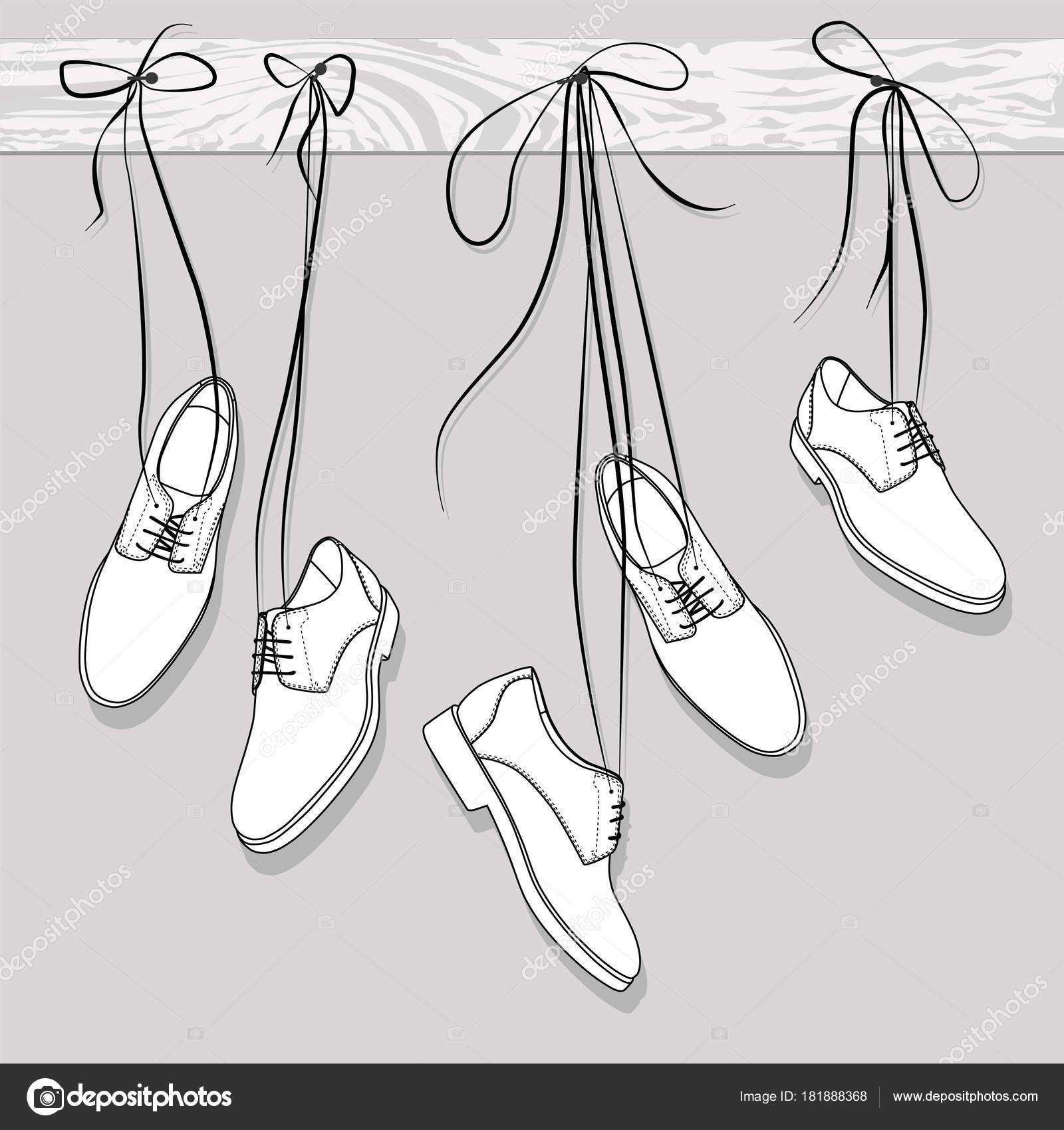 Shoes Hanging Laces Vector Illustration \u2014 Stock Vector