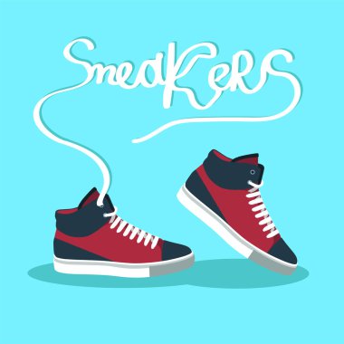 Çift spor ayakkabı bağcıklarımı ile. Vektör çizim