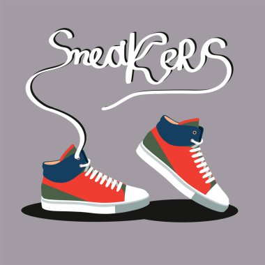 Çift spor ayakkabı bağcıklarımı ile. Vektör çizim