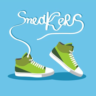 Çift spor ayakkabı bağcıklarımı ile. Vektör çizim