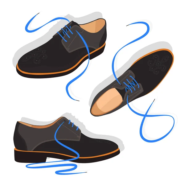 Chaussures Placées Sous Différents Angles Sur Blanc Illustration Vectorielle — Image vectorielle